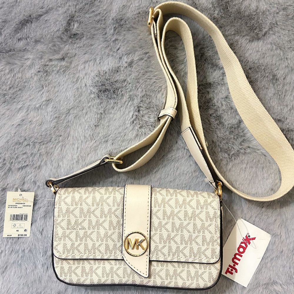 Michael Kors Greenwich Extra Small Logo Sling Crossbody Bag - Van/Cream